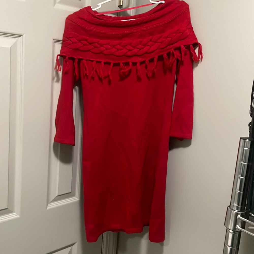 Red knit dress